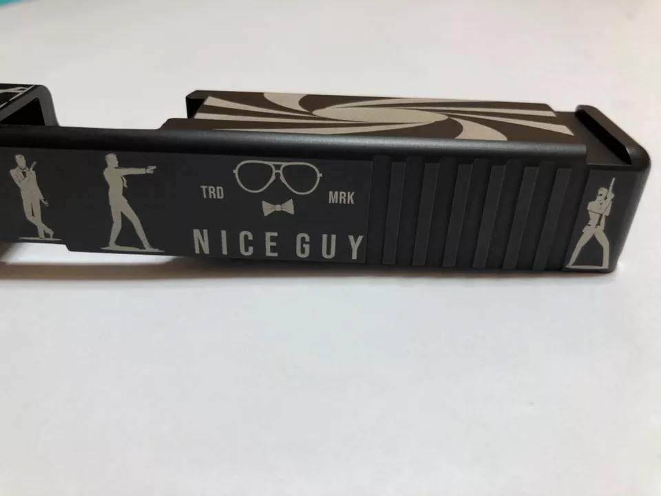 Custom Laser etched Glock 19 Slide Gen3 007 BOND black nitrite
