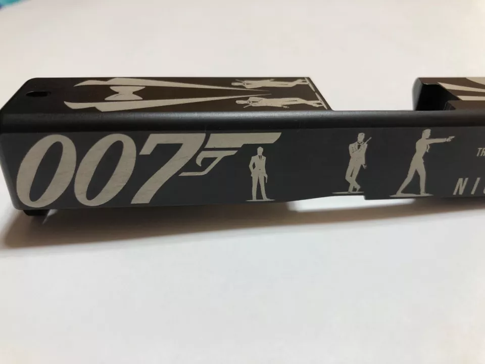 Custom Laser etched Glock 19 Slide Gen3 007 BOND black nitrite