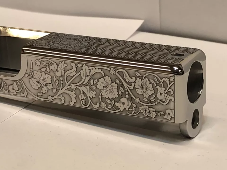DEEP Laser engraved mirror polished Glock19 Slide Gen3 Versace