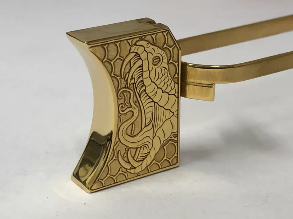New laser engraved 1911 24k Gold Plated Mirror Polished Long Pad Snake #3