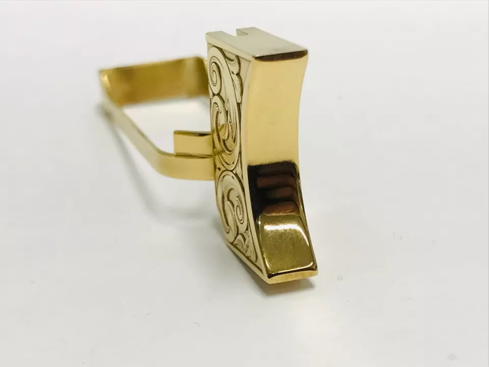 New laser engraved 1911 24k Gold Plated Mirror Polished Long Pad Scroll design