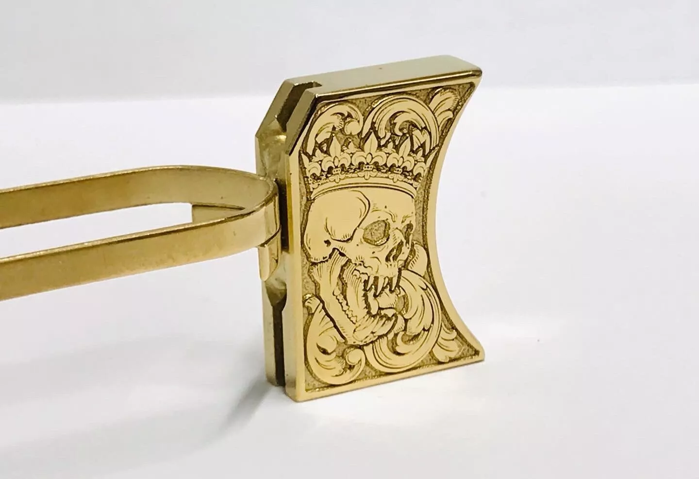 New laser engraved 1911 24k Gold Plated Mirror Polished Long Pad skulls #2