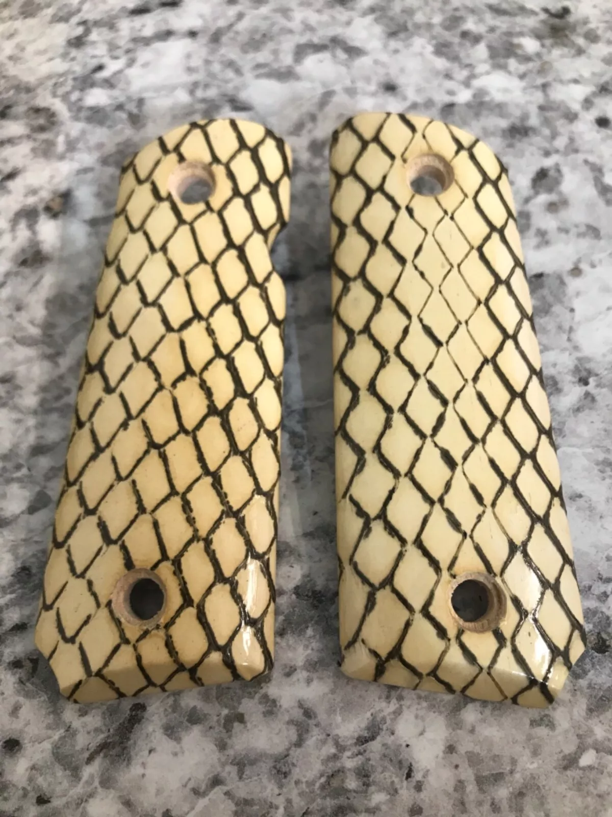 Compact 1911 ambi cut pistol grips wrapped in cobra snake skin