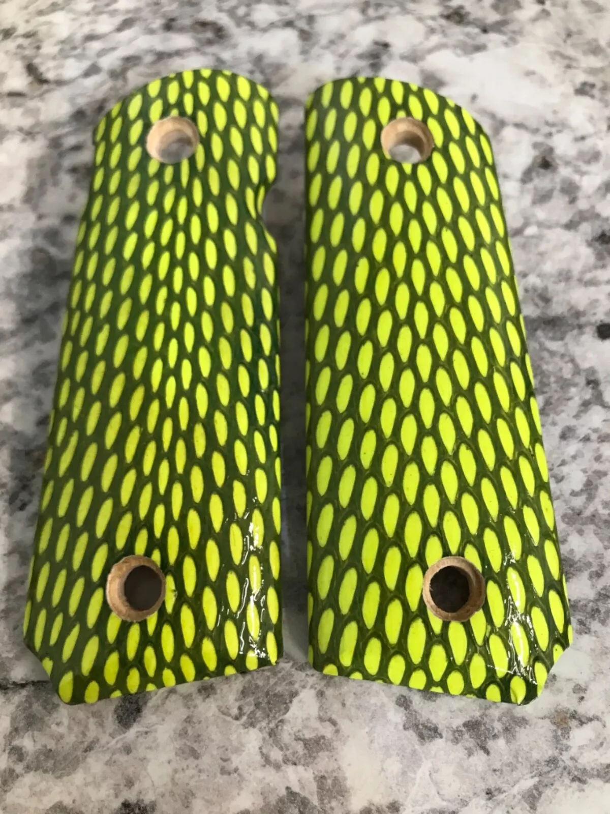 Compact 1911 ambi cut pistol grips wrapped in cobra snake skin