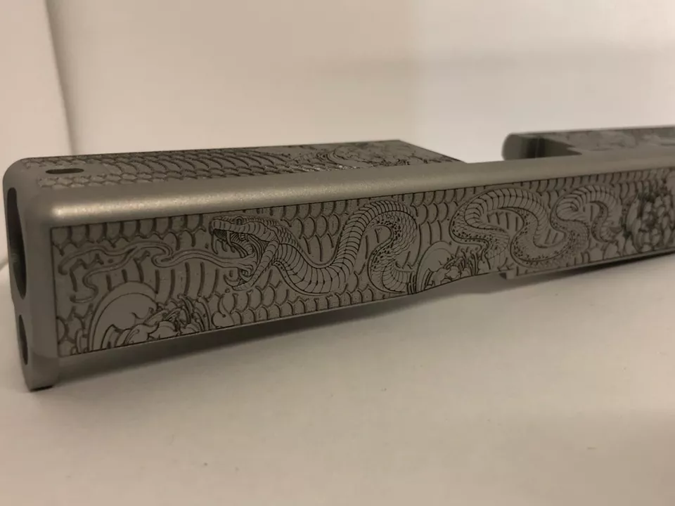 Custom DEEP Laser engraved Glock 19 Slide Gen 3 g19 Snake themed
