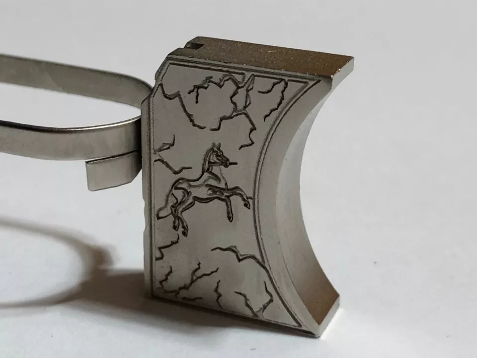 New laser engraved 1911 satin nickel Long Pad Colt Horse #2