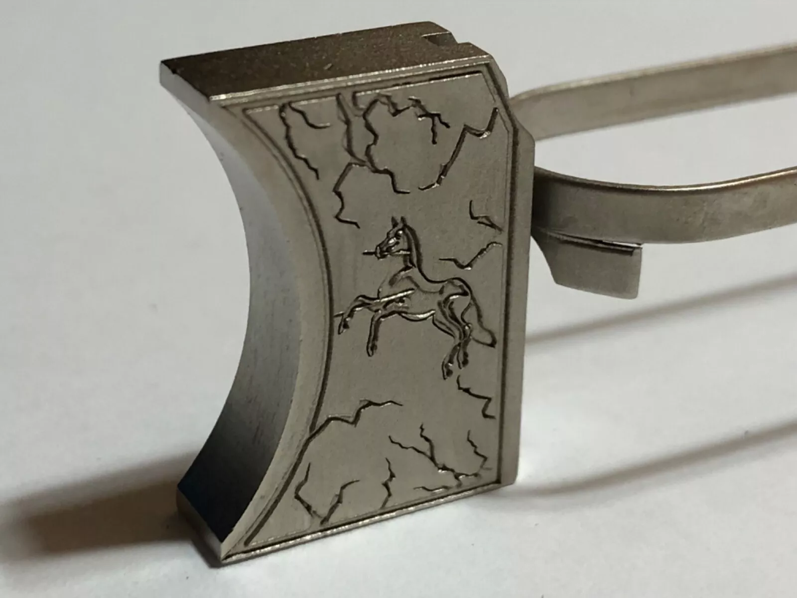 New laser engraved 1911 satin nickel Long Pad Colt Horse #2