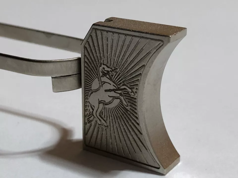 New laser engraved 1911 satin nickel Long Pad Colt Horse #1