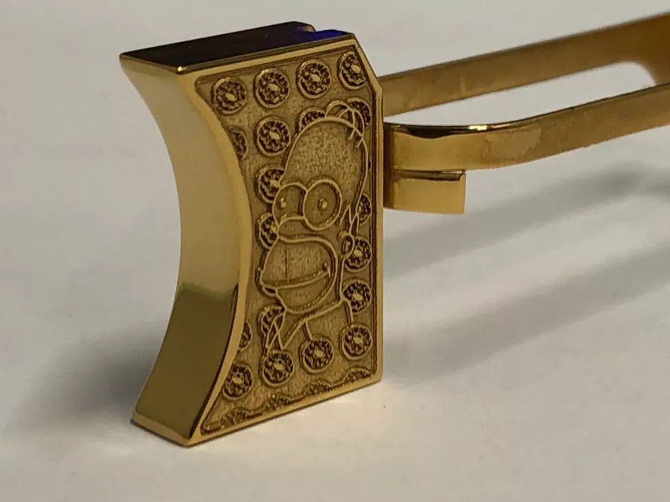 New laser engraved 1911 24k Gold Plated Mirror polished pad Homer Simpson