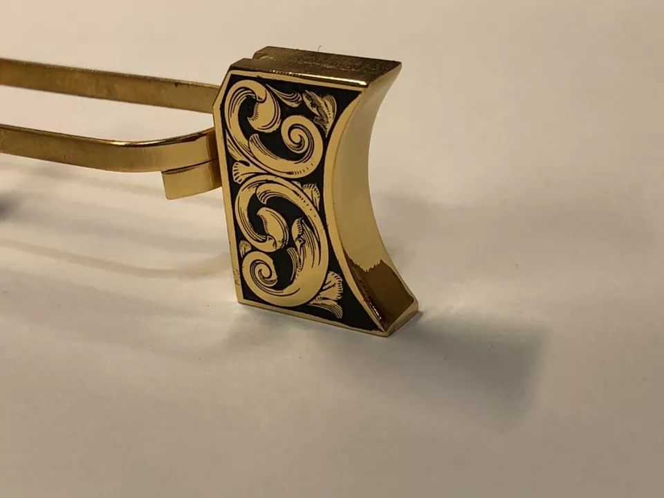 New laser engraved 1911 24k Gold Plated Mirror Polished Long Pad Scroll design