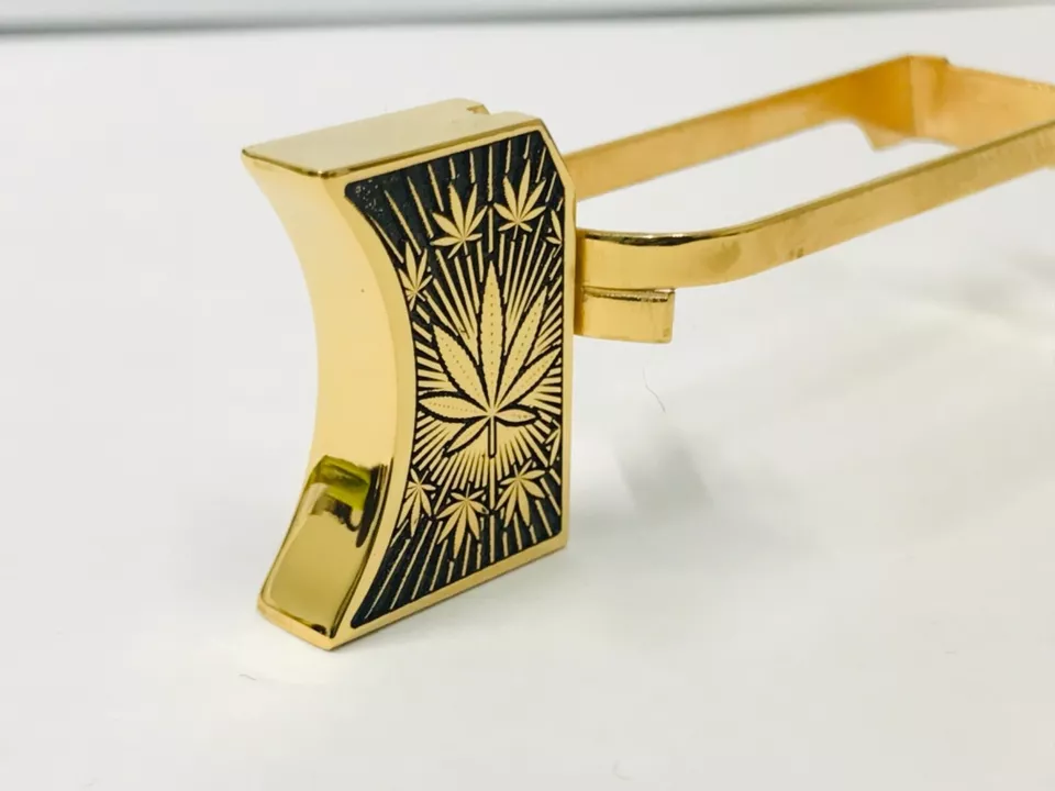 New laser engraved 1911 24k Gold Plated Mirror Polished  leaves design  #2