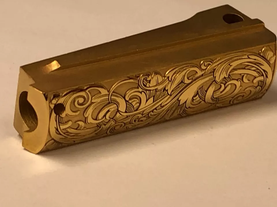 24k gold plated deep laser engraved 1911 mainspring housing