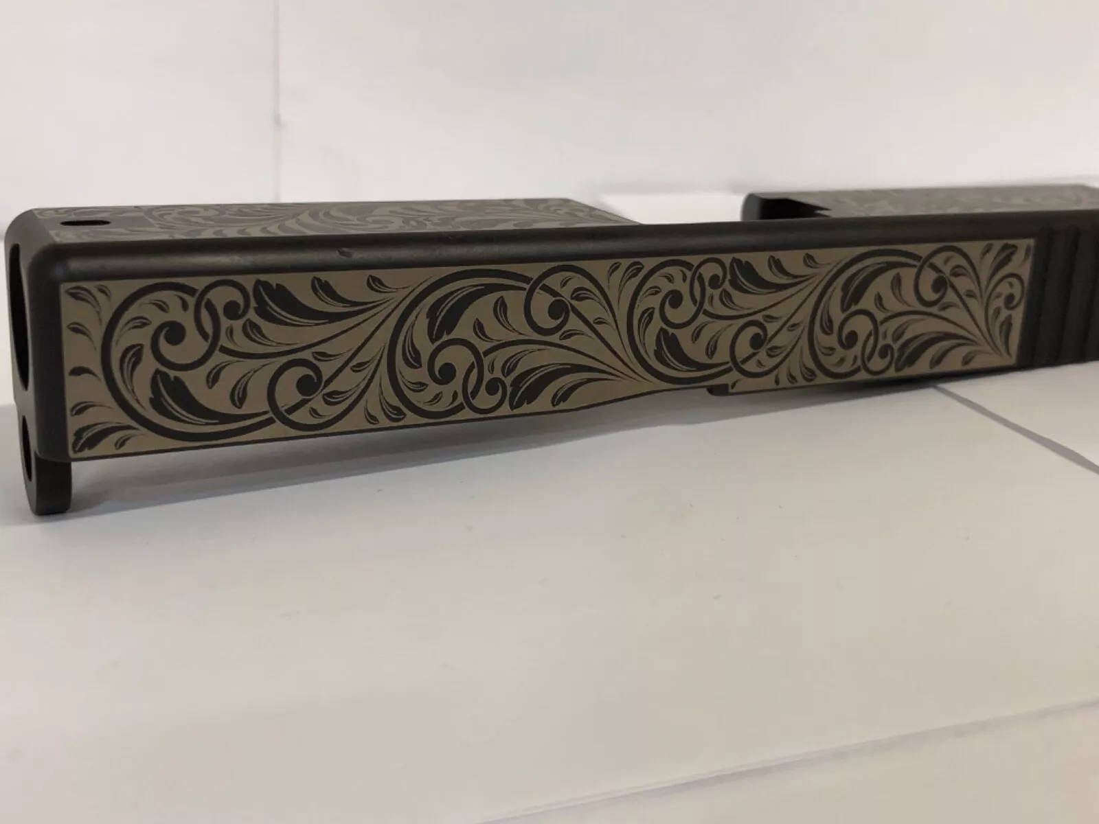 Custom laser etched Glock 19 black nitride Slide Gen 3 g19 scrolls