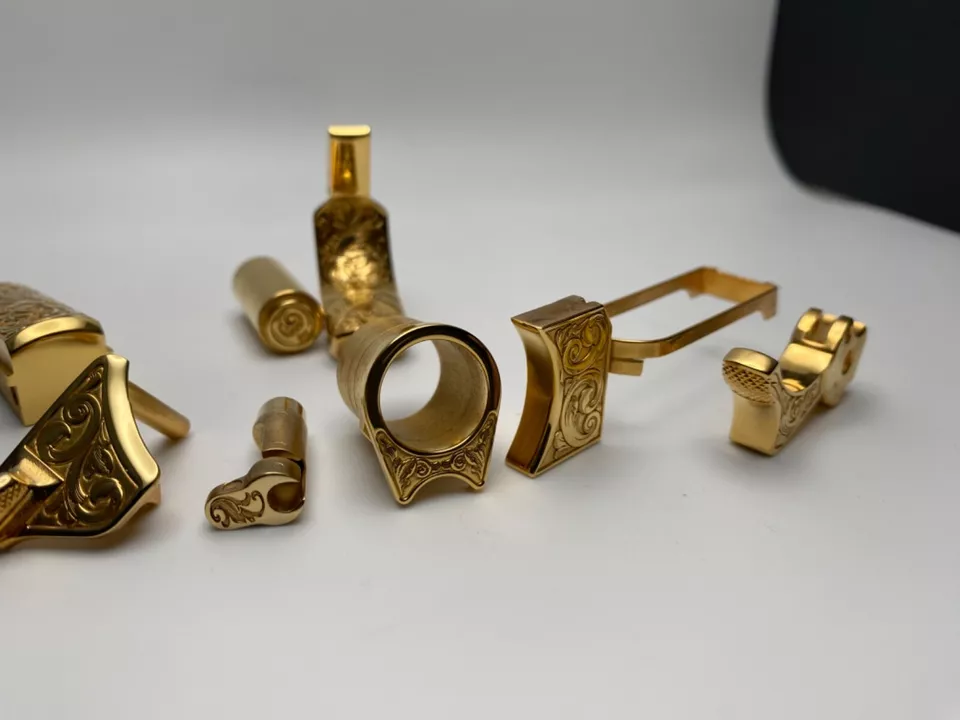 Complete 1911 45 acp deep laser engraved 24k gold plated accent kit