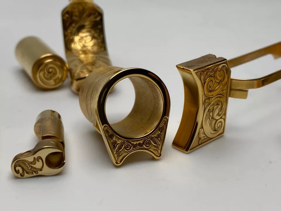 Complete 1911 45 acp deep laser engraved 24k gold plated accent kit