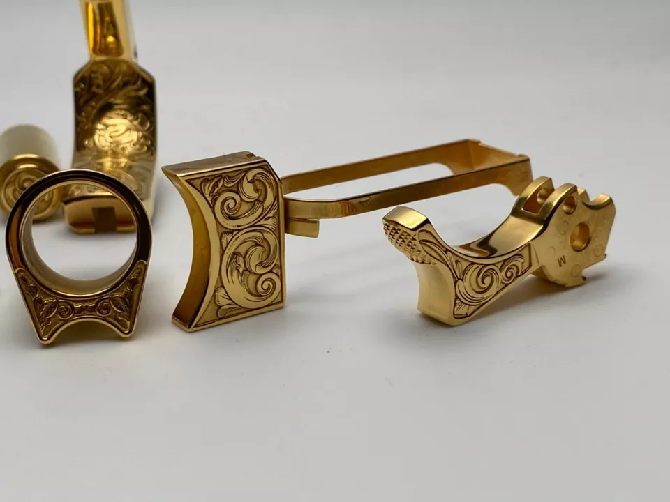 Complete 1911 45 acp deep laser engraved 24k gold plated accent kit