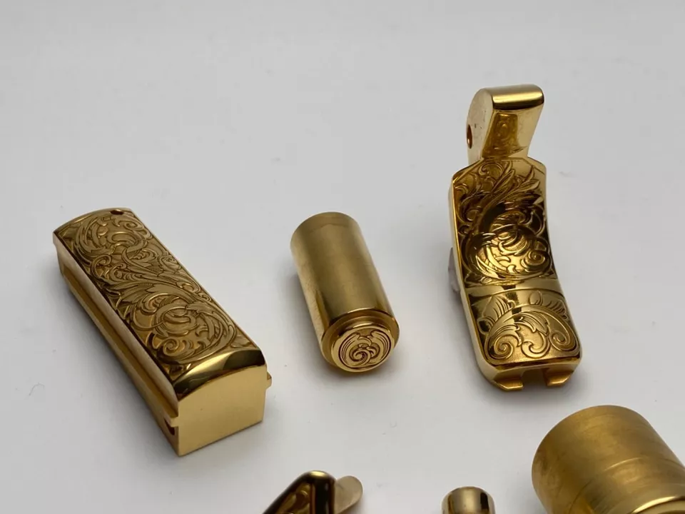 Complete 1911 45 acp deep laser engraved 24k gold plated accent kit