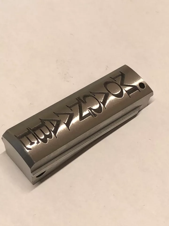 Brushed stainless steel deep laser engraved 1911 mainspring housing