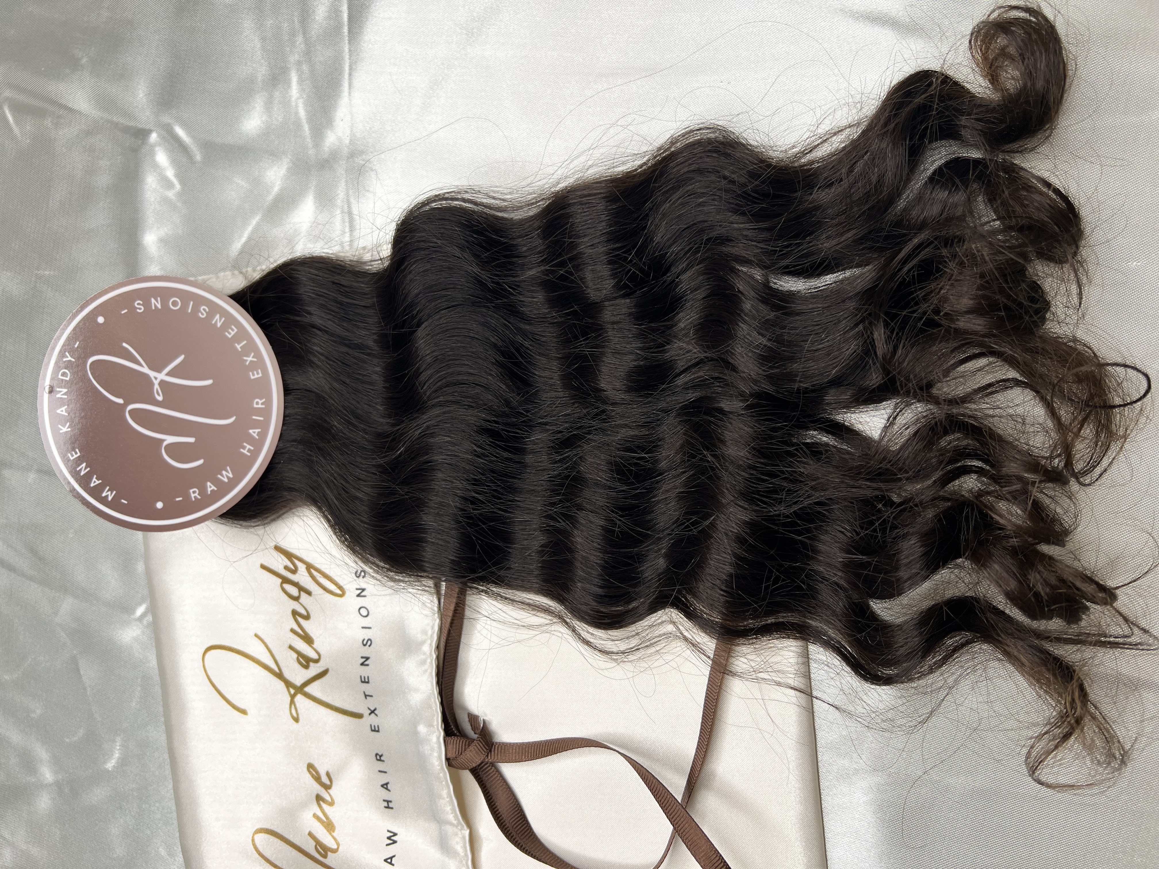 Very Wavy Raw Indian Hair Extensions- Natural Brown- 16 inch