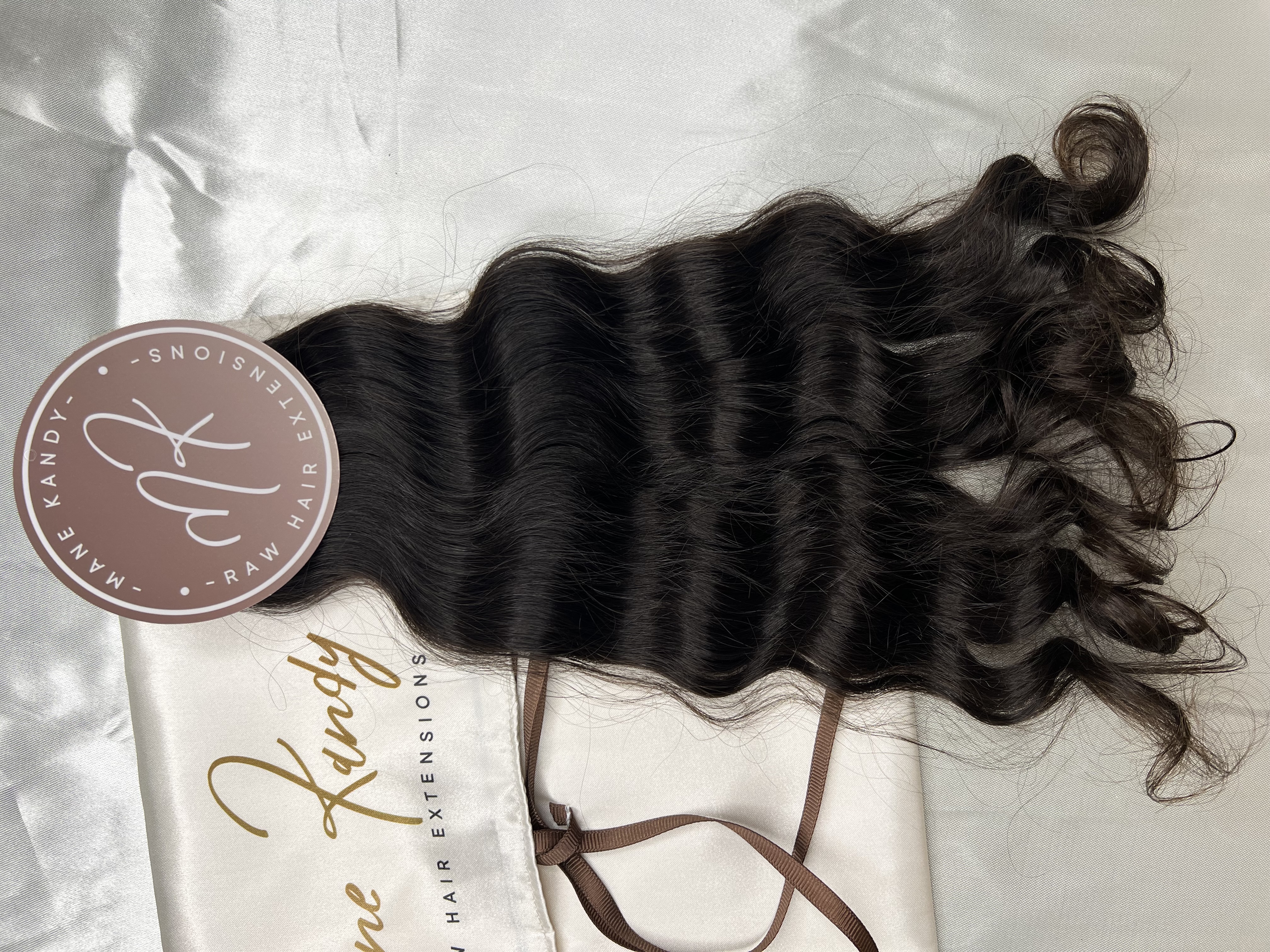 Very Wavy Raw Indian Hair Extensions- Natural Brown- 16 inch