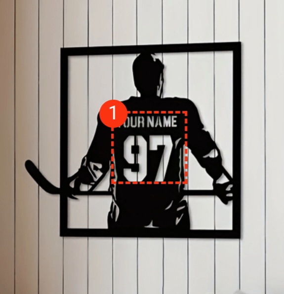 Custom Metal Graphic Wall Art hockey player / Joueur de hockey mural art graphique en métal personnalisé