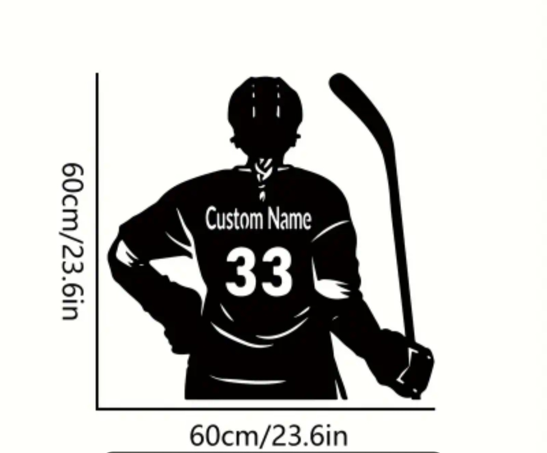 Custom Metal Graphic Wall Art girl hockey player / Joueuse de hockey mural art graphique en métal personnalisé
