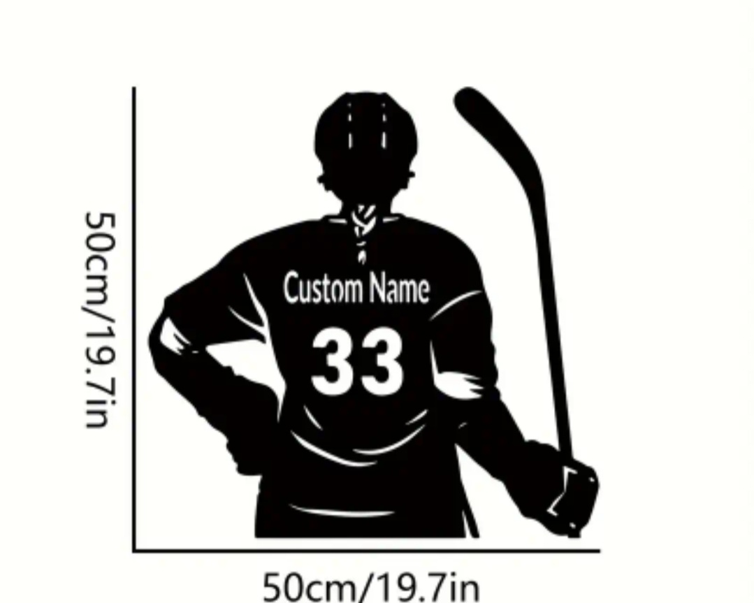 Custom Metal Graphic Wall Art girl hockey player / Joueuse de hockey mural art graphique en métal personnalisé