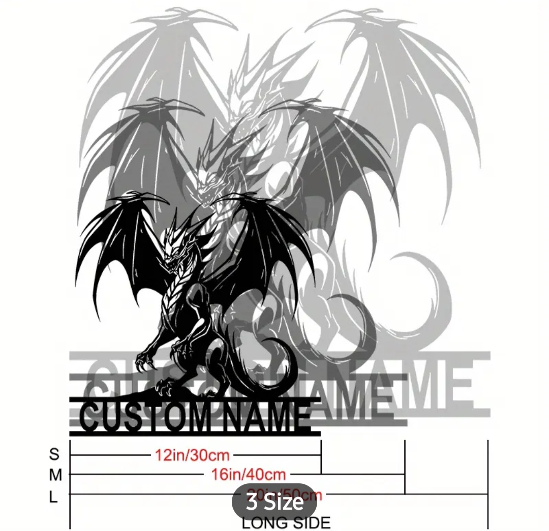 Custom Metal Graphic Wall Art dragon / Dragon mural art graphique en métal personnalisé