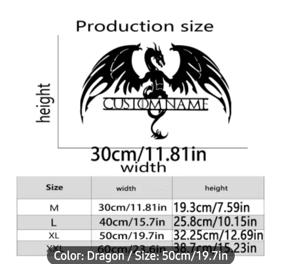 Custom Metal Graphic Wall Art dragon 2 / Dragon 2 mural art graphique en métal personnalisé