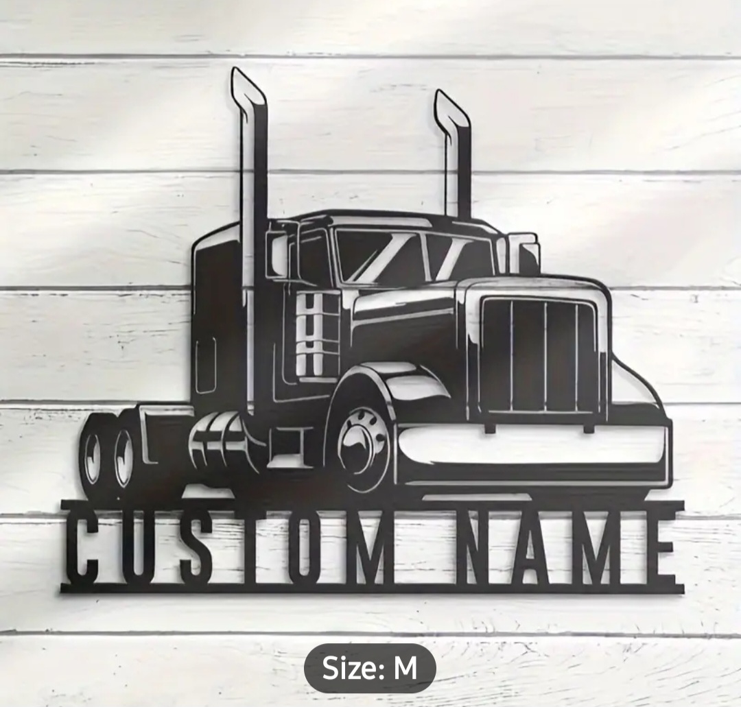 Custom Metal Graphic Wall Art 18-Wheel Truck / Camion 18 roues mural art graphique en métal personnalisé