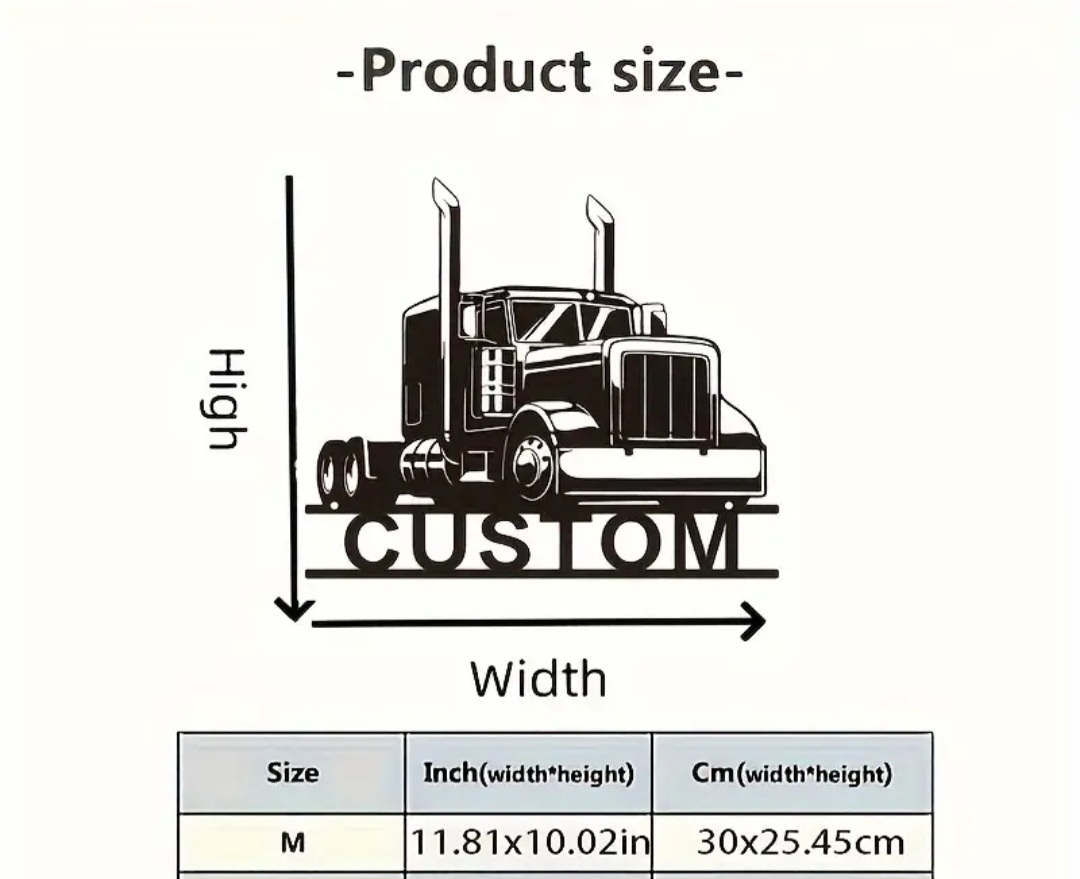 Custom Metal Graphic Wall Art 18-Wheel Truck / Camion 18 roues mural art graphique en métal personnalisé