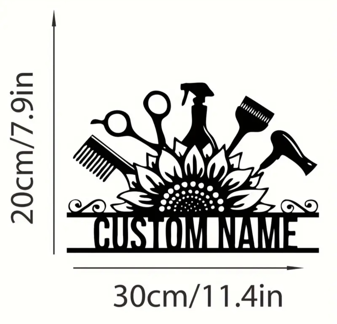 Custom Metal Graphic Wall Art Hair Stylist / Coiffeur mural art graphique en métal personnalisé