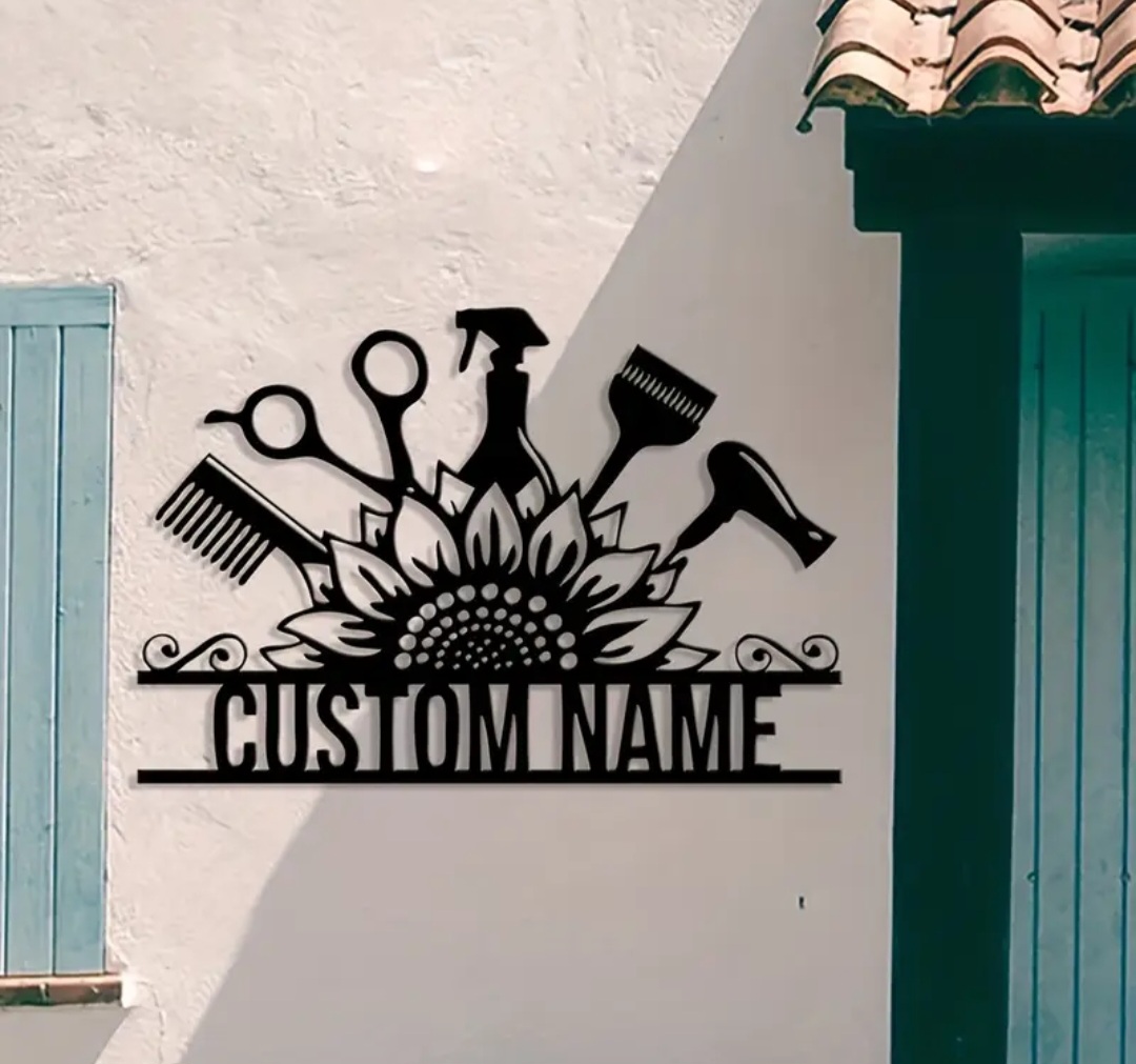 Custom Metal Graphic Wall Art Hair Stylist / Coiffeur mural art graphique en métal personnalisé