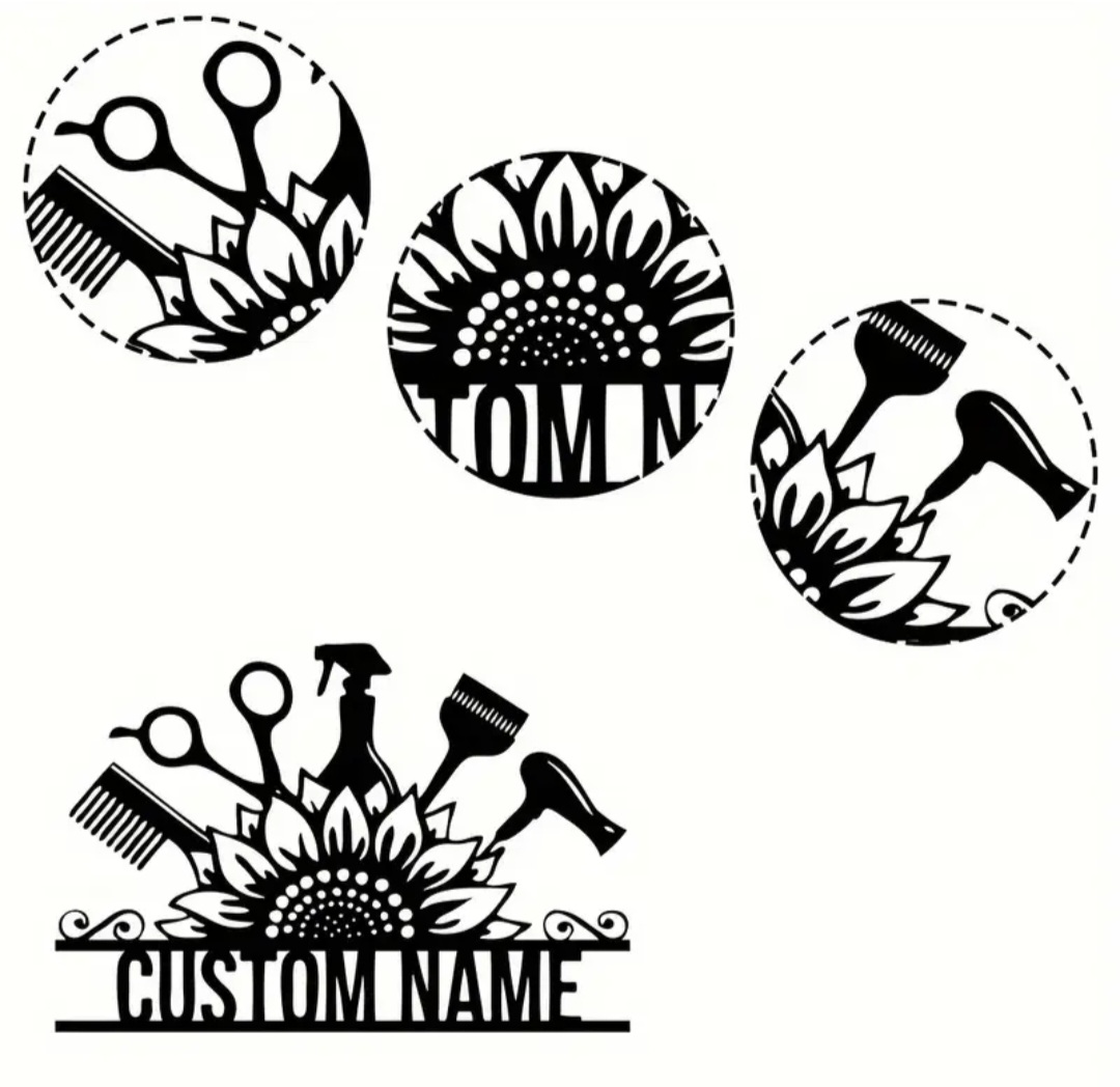 Custom Metal Graphic Wall Art Hair Stylist / Coiffeur mural art graphique en métal personnalisé