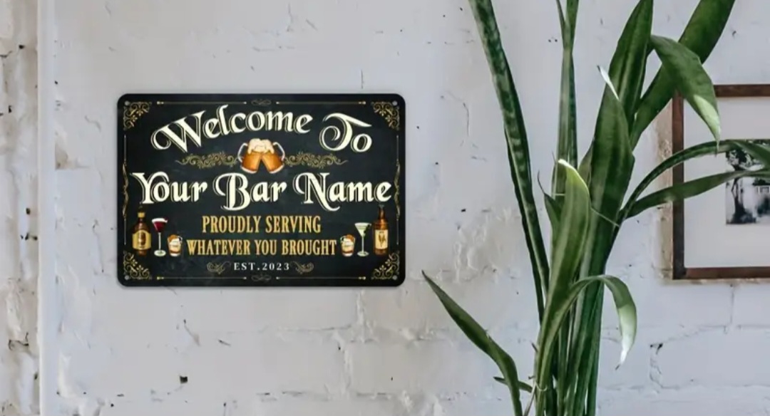 Custom Bar Sign plate / Plaque de bar personnalisé