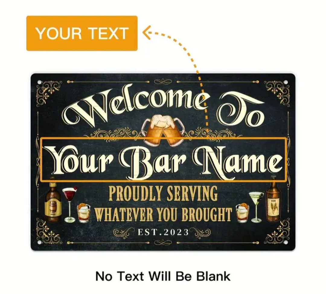 Custom Bar Sign plate / Plaque de bar personnalisé