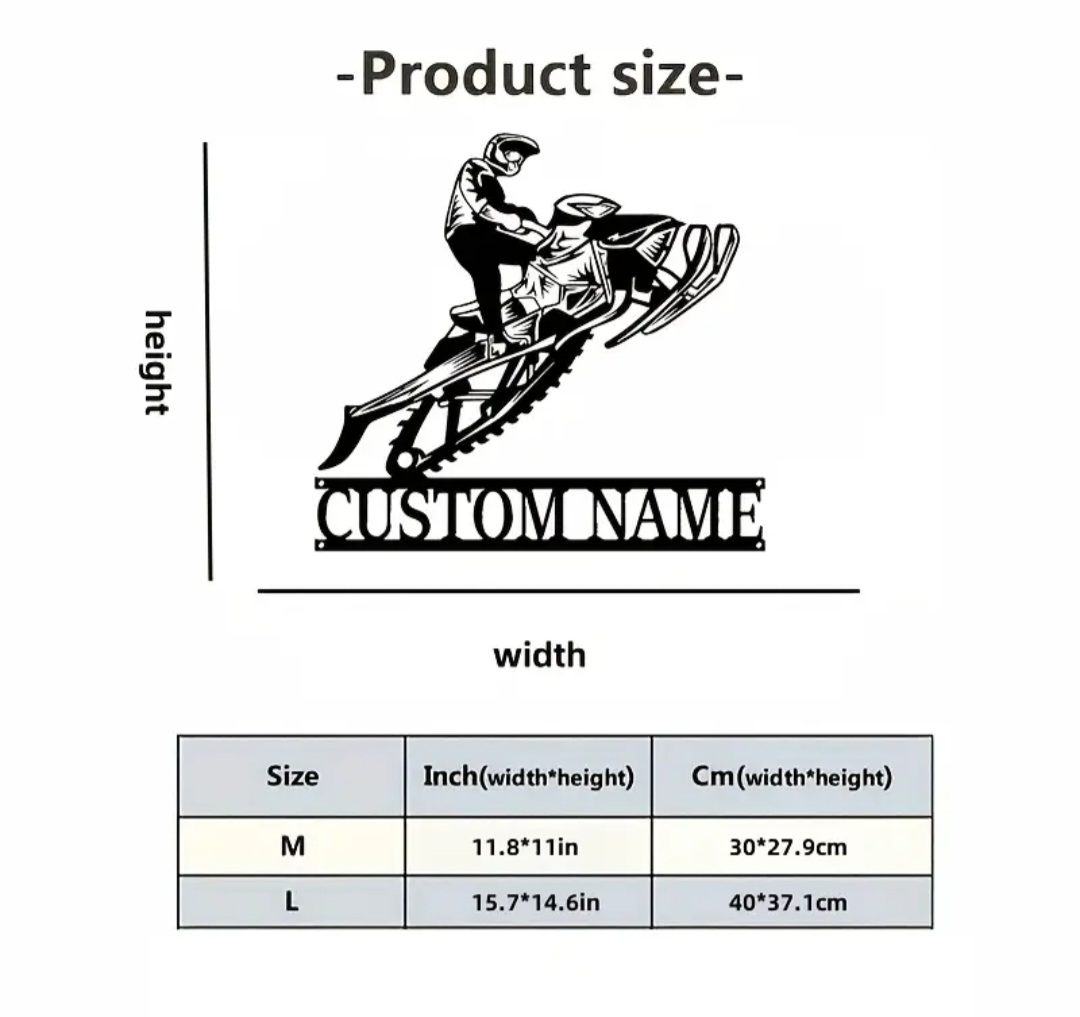 Custom Name Snowmobile Wall Art / Art mural de motoneige avec nom personnalisé