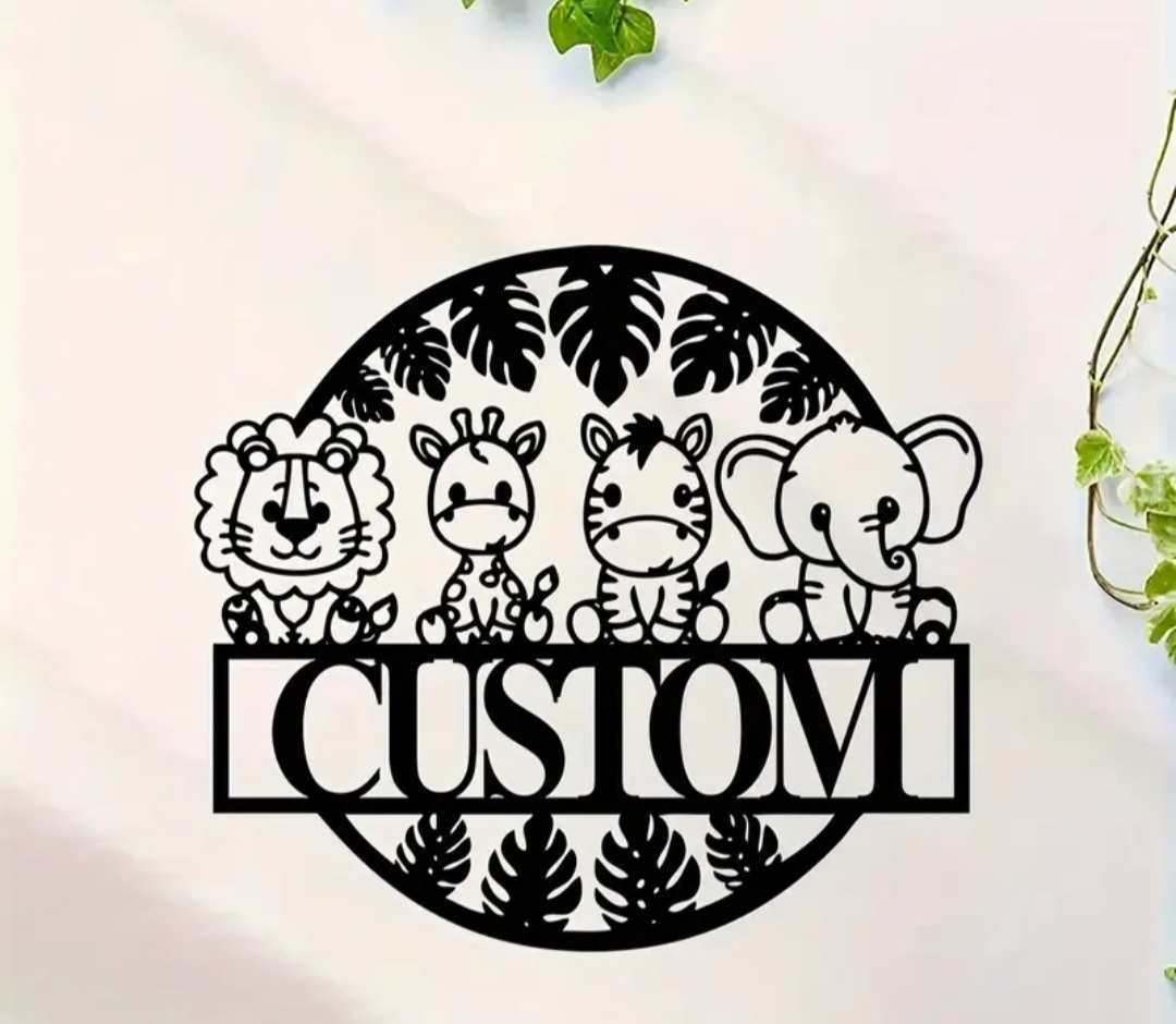 Custom Animal Name Metal Sign Decor for Kids / Décor personnalisé en metal d'animal pour les enfants.