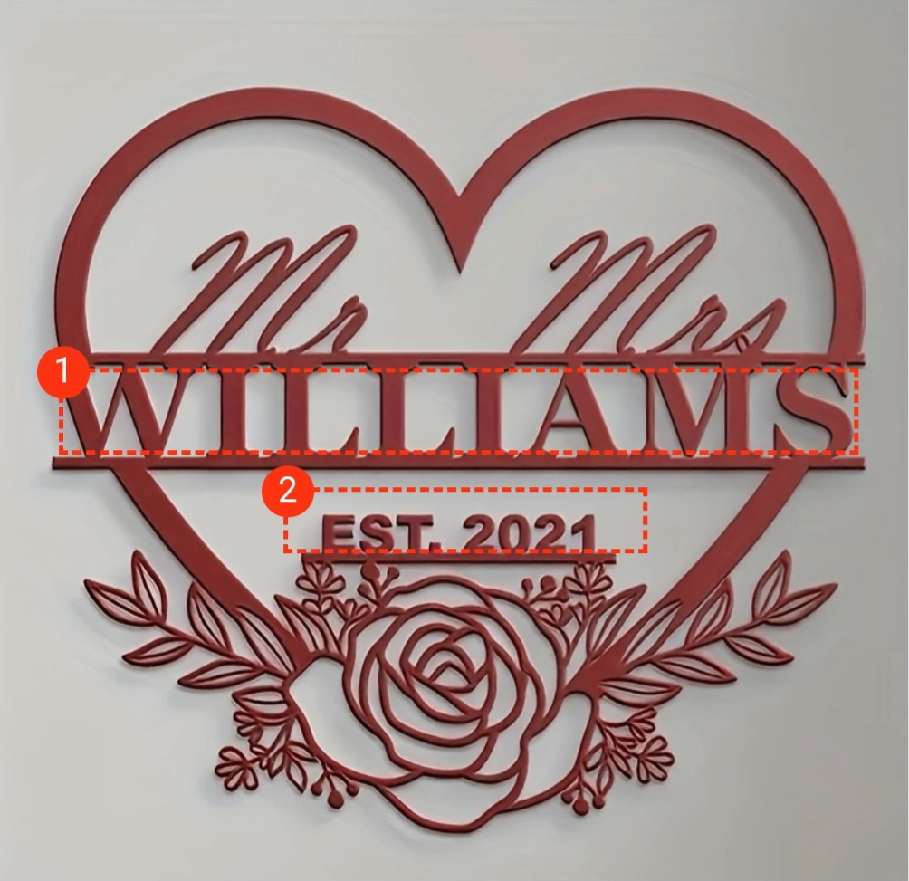 METAL WALL ART MR AND MRS WITH HEART. / ART MURAL EN MÉTAL M. ET MME AVEC COEUR.