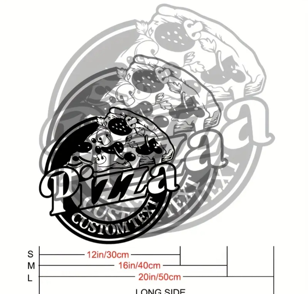 Custom Pizza Metal Sign / Panneau métallique pizza personnalisé.