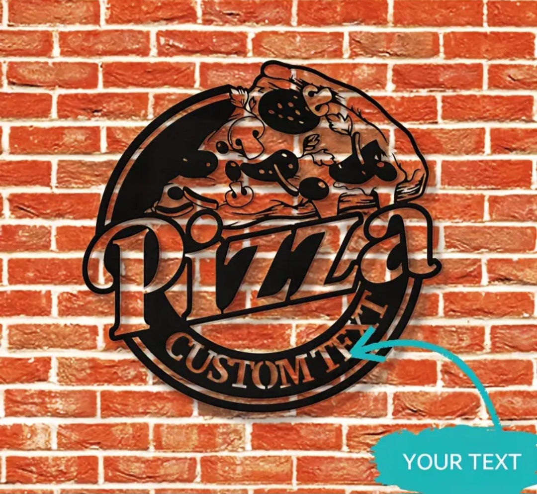 Custom Pizza Metal Sign / Panneau métallique pizza personnalisé.