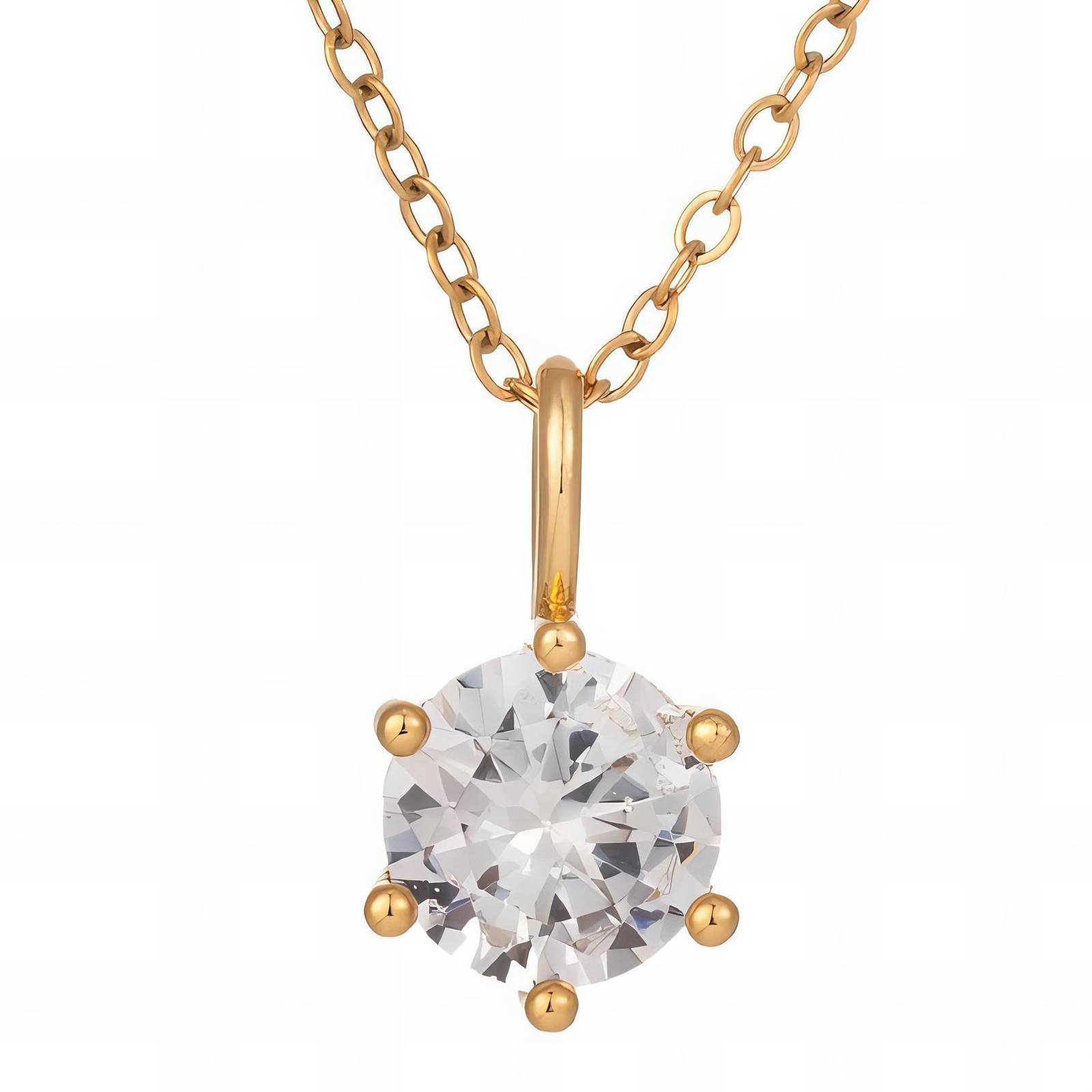 Paauksuotas kaklo papuošalas su dirbtiniu deimantu