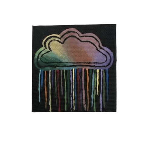 Mini Rainbow Cloud Canvas Art 3in X 3in