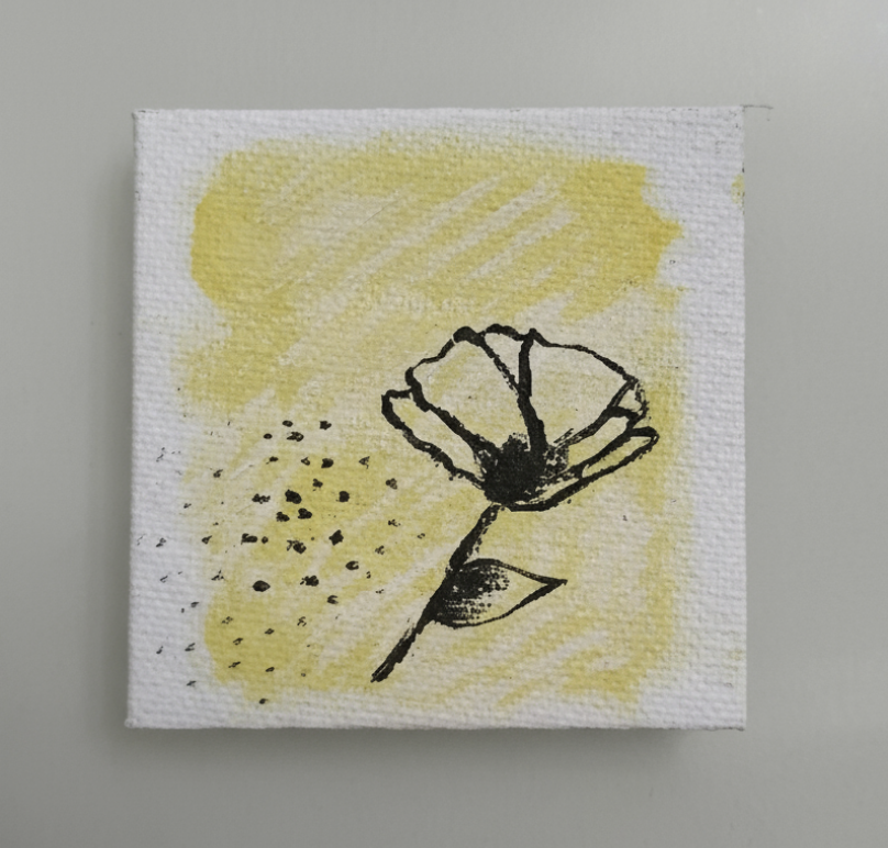 Mini Flower in Yellow Art 3in X 3in