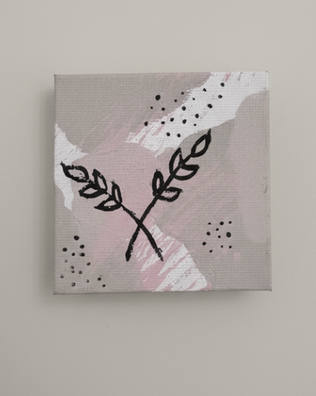 Mini Abstract Botanical Art 3in X 3in 