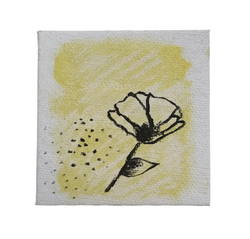 Mini Flower in Yellow Art 3in X 3in