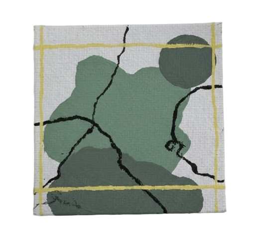 Mini Abstract Green Art Canvas 3in X 3in