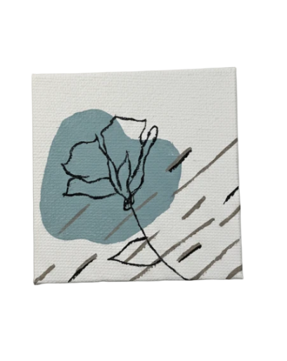 Mini Minimalist Line Art Flower Canvas 3in X 3in
