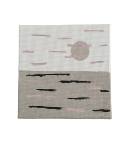 Mini Minimalist Sunset Canvas Art 3in X 3in