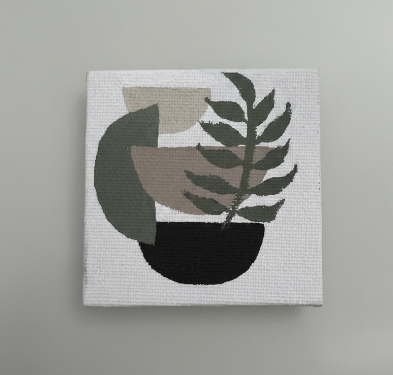 Mini Abstract Botanical Canvas Art 3in X 3 in